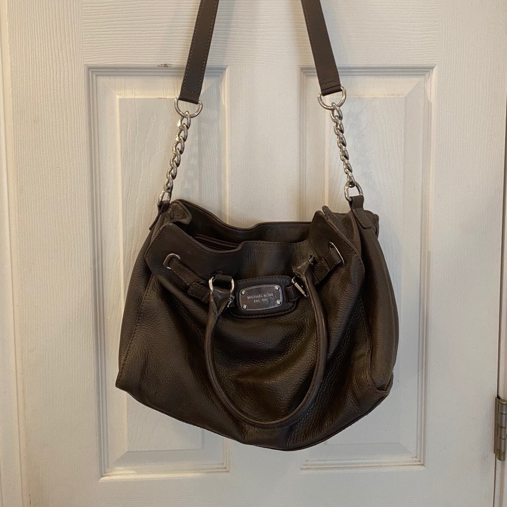 Large Michael Kors brown leather bag